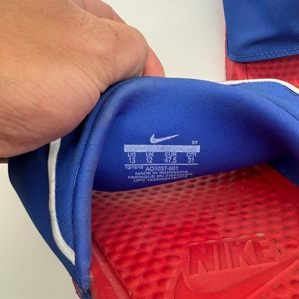 Nike Benassi JDI Fanny Pack Slides Red Blue AO1037-601 Mens 13 Zip Pocket Sandal